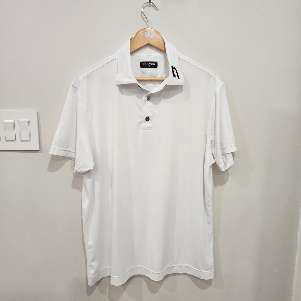 Druids Golf Polo Mens XL White Tour Issue Performance Stretch Wicking Nylon